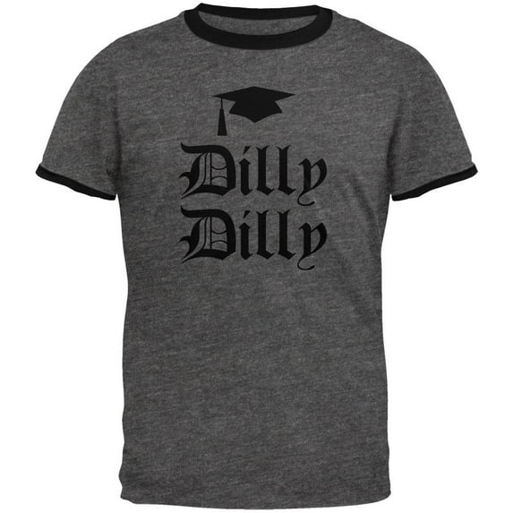 Dilly Dilly Graduation Mens Ringer T Shirt Dark Heather-Black 2XL