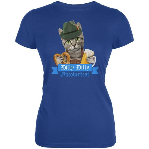 Dilly Dilly Oktoberfest Funny Cat Juniors Soft T Shirt Royal 2XL