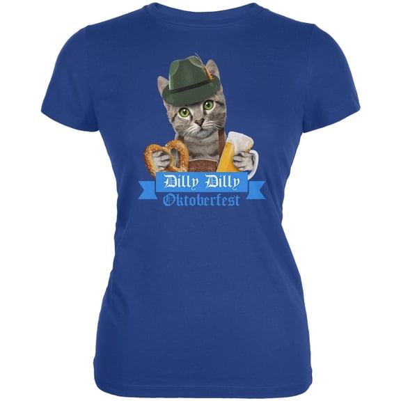 Dilly Dilly Oktoberfest Funny Cat Juniors Soft T Shirt Royal MD