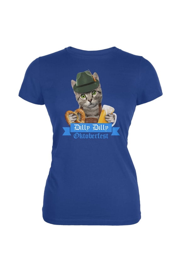 Dilly Dilly Oktoberfest Funny Cat Juniors Soft T Shirt Royal X-LG