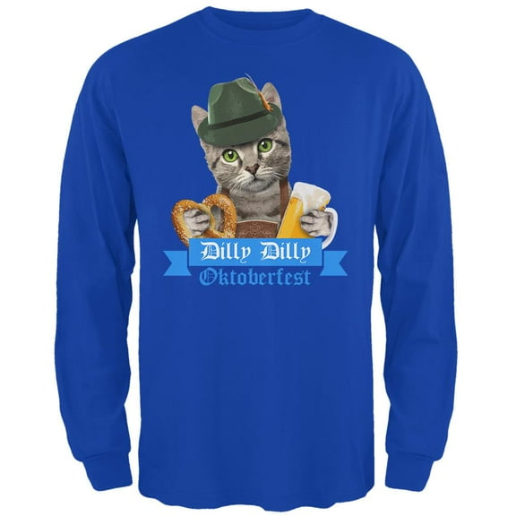 Dilly Dilly Oktoberfest Funny Cat Mens Long Sleeve T Shirt Royal SM