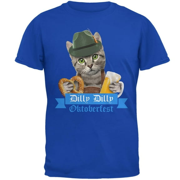 Dilly Dilly Oktoberfest Funny Cat Mens Soft T Shirt Royal 2XL
