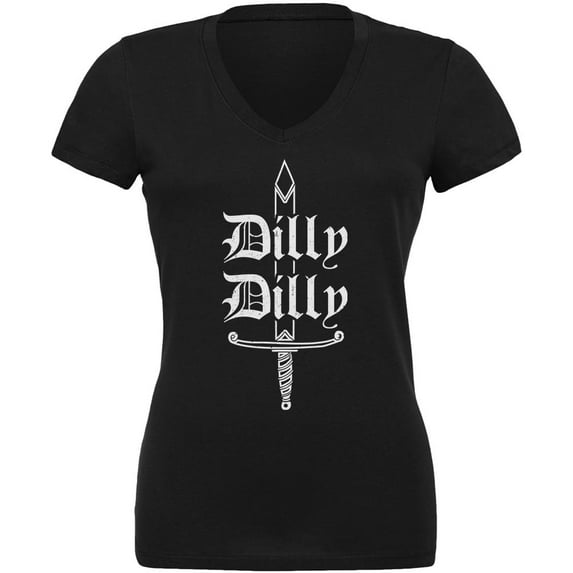 Dilly Dilly Sword Olde English Juniors V-Neck T Shirt Black X-LG