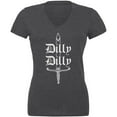 thumbnail image 1 of Dilly Dilly Sword Olde English Juniors V-Neck T Shirt Dark Heather MD, 1 of 1