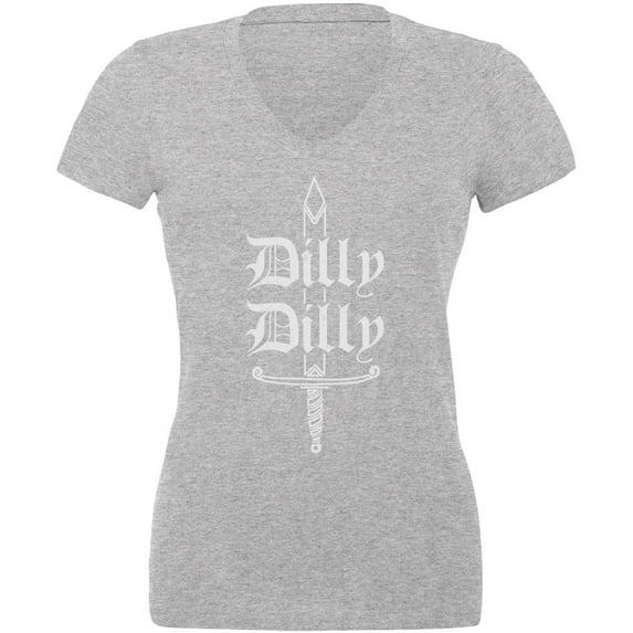 Dilly Dilly Sword Olde English Juniors V-Neck T Shirt Heather 2XL