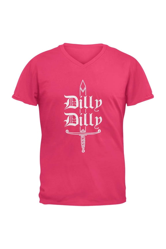 Dilly Dilly Sword Olde English Mens V-Neck T Shirt Hot Pink LG