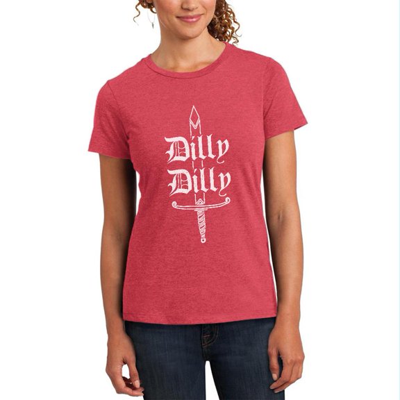 Dilly Dilly Sword Olde English Womens Soft Heather T Shirt Heathered Watermelon SM