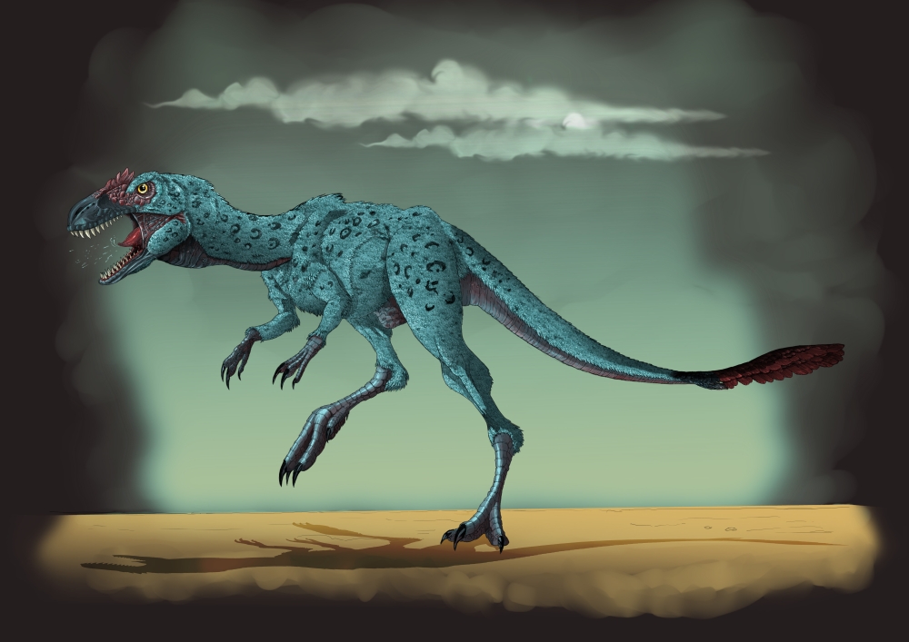 Dilong paradoxus a genus of small tyrannosauroid dinosaur Canvas Art - Stocktrek Images (17 x 12)