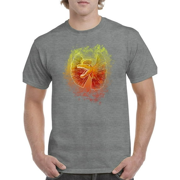 Dilophosaurus Dinosaur head Men Athletic Heather T-Shirt, Male Medium