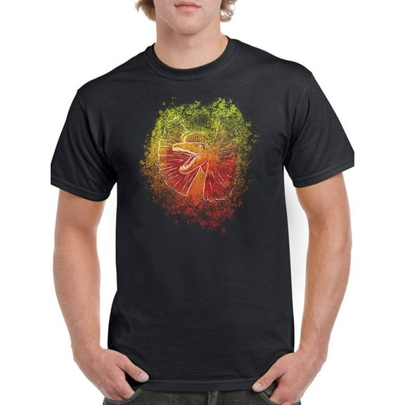 Dilophosaurus Dinosaur head Men Black T-Shirt, Male Medium