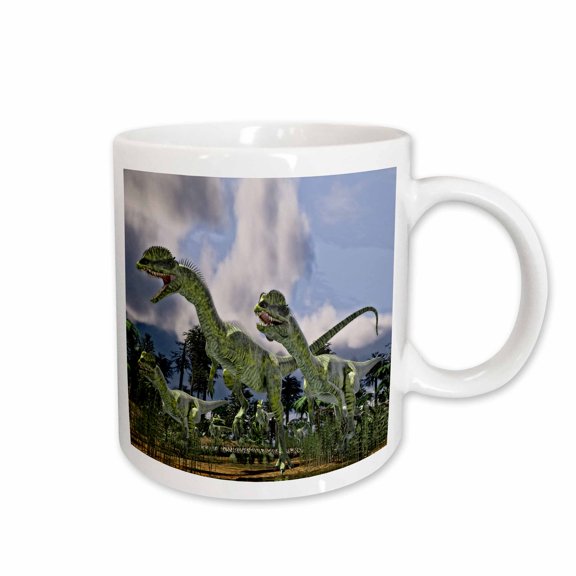 3drose, Dilophosaurus Dinosaurs Run, 15oz Mug