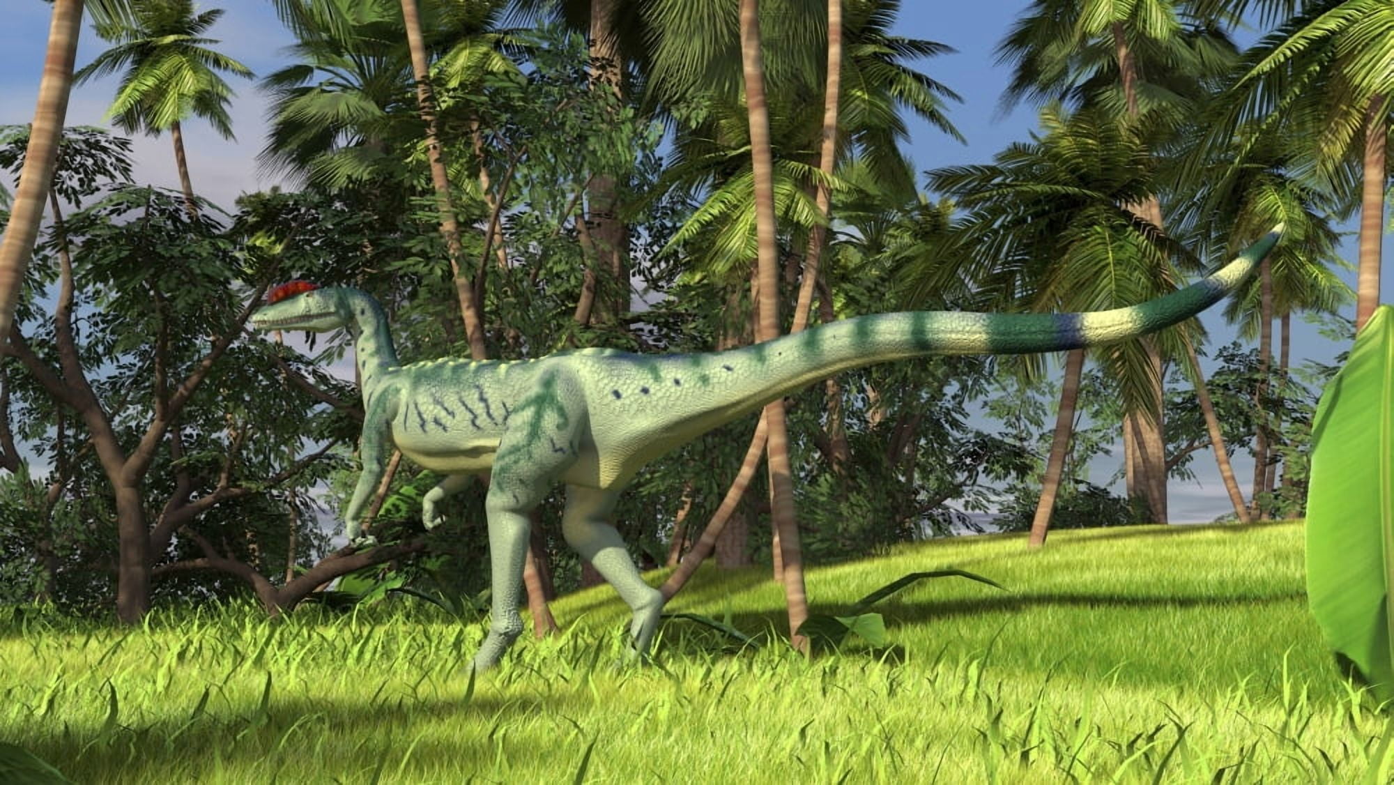 Dilophosaurus hunting in a prehistoric environment Canvas Art - Kostyantyn IvanyshenStocktrek Images (38 x 22)
