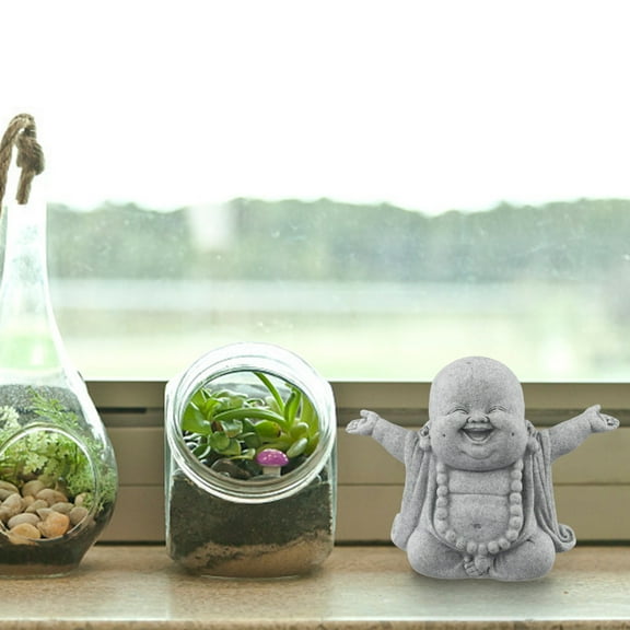 Diluopel Fat Smiling Buddha Garden Ornament Sandstone Effect Outdoor Indoor Statue Decor