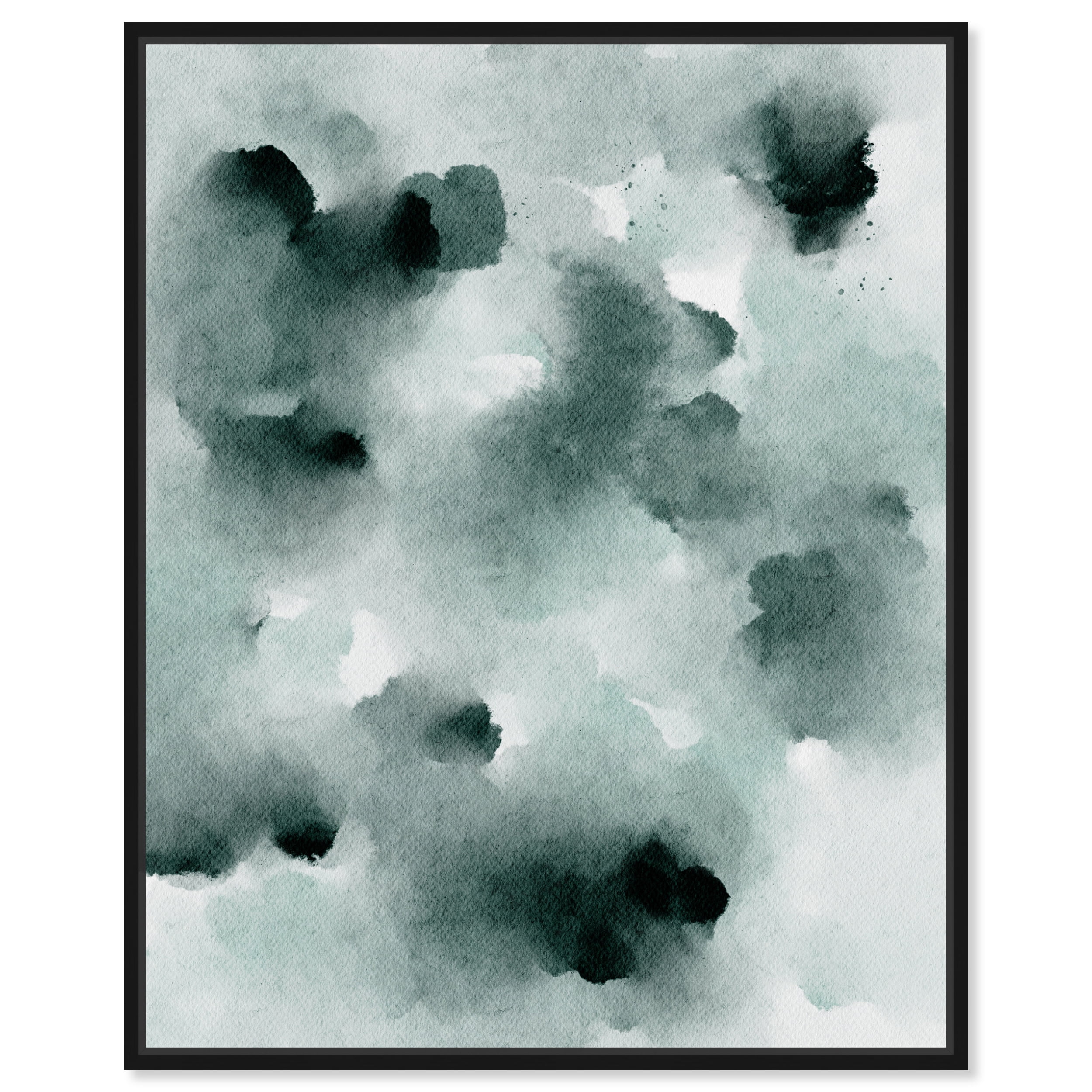 Diluted Smoke Abstract Watercolor Canvas Art with Black Frame, 17" x 21"