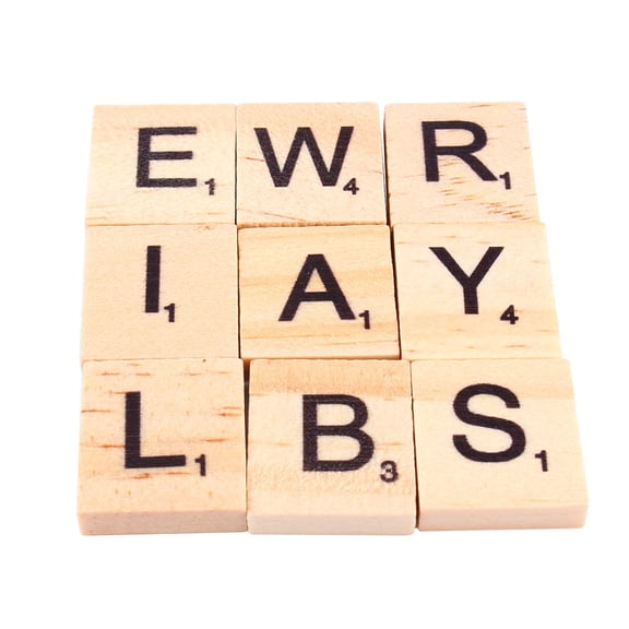 Dilwe 100Pcs Tiles Letters Alphabet Wooden Pieces Numbers Pendants Spelling