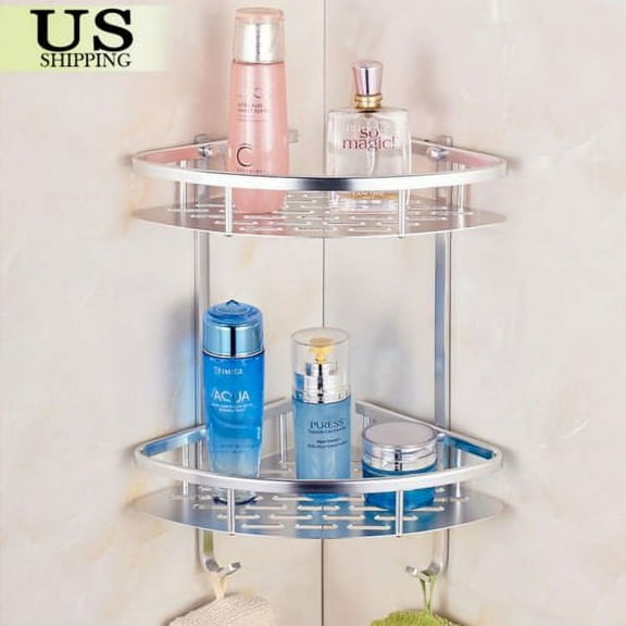Dilwe Bathroom Shelf Durable Aluminum 2/3 tiers shower shelf Kitchen storage basket Corner Shelves Shower Caddy