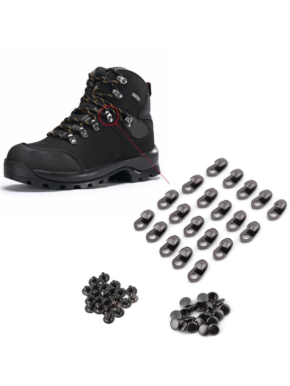 Boot Lace Hooks, 20Pcs/Set Boot Hooks Lace Fittings with Rivets for Repair/Camp/Hike/Climb Accessories, Boot Hooks Lace Fittings