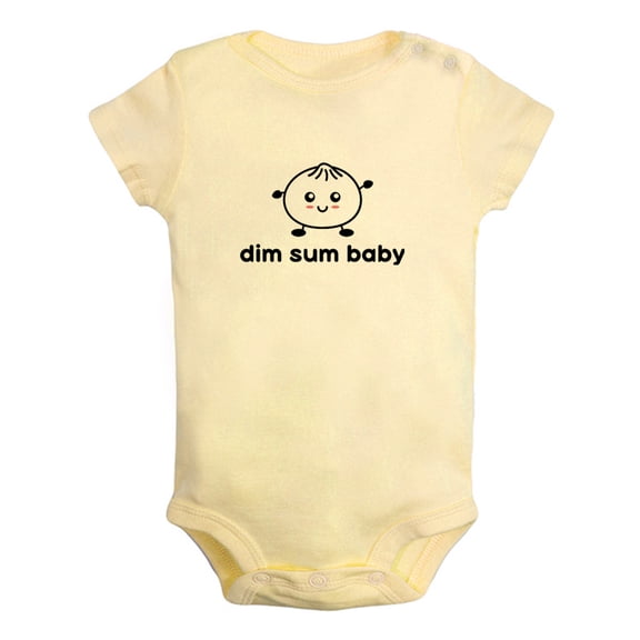 Dim Sum Baby Dimsum Bao Dumpling Funny Rompers For Babies, Newborn Baby Unisex Bodysuits, Infant Jumpsuits, Toddler 0-12 Months Kids One-Piece Oufits (Yellow, 0-6 Months)