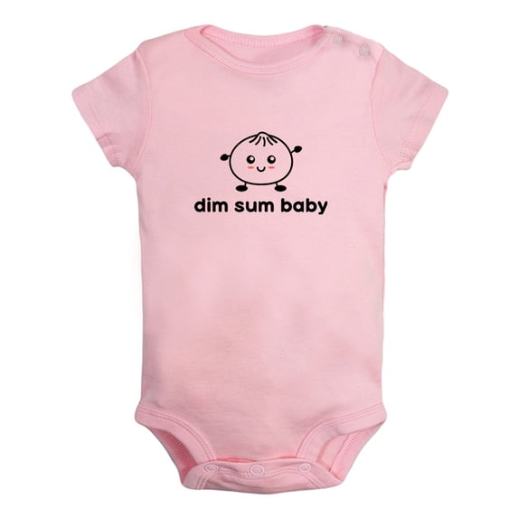 Dim Sum Baby Dimsum Bao Dumpling Funny Rompers For Babies, Newborn Baby Unisex Bodysuits, Infant Jumpsuits, Toddler 0-12 Months Kids One-Piece Oufits (Pink, 12-18 Months)