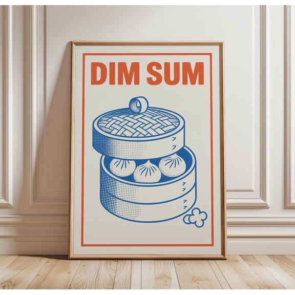 Dim Sum Chinese Food Dumpling Asian Minimal Line Art Decor Unframed Paper Print