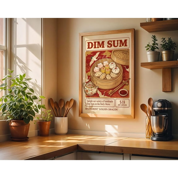 Dim Sum Chinese Food Kitchen Wall Art Dumpling Home Decor