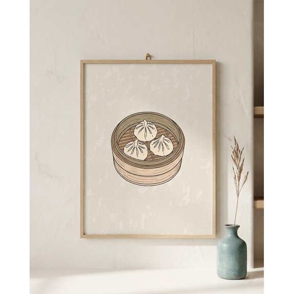 Dim Sum Dumpling Minimalist Japandi Kitchen Xiao Long Bao Kitchen Wall Art Poster , Poster Print Only