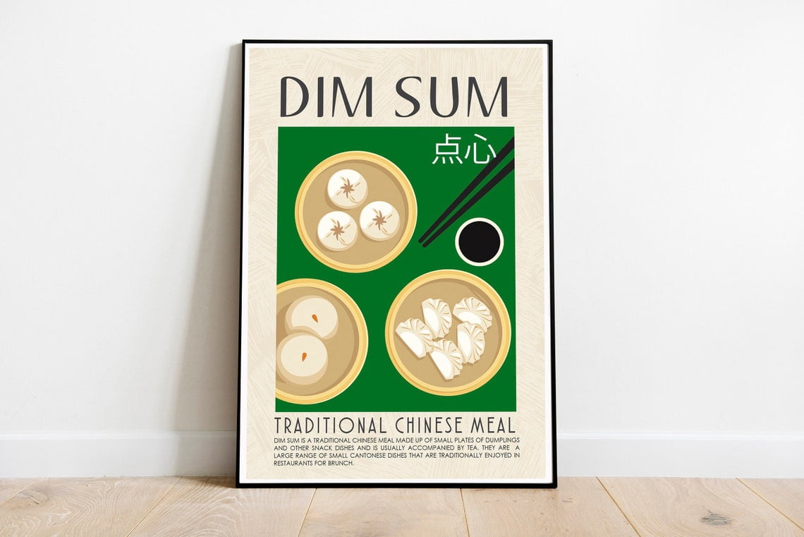 Dim Sum Kitchenware Dim Sum Food Print, Chinese Dumplings Kitchen Wall Art Print, Modern ...