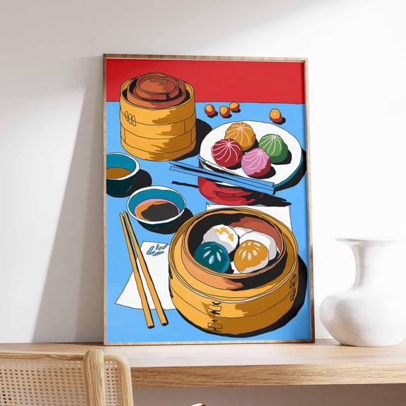 Dim Sum Poster Chinese Food Illustration Kitchen Decor