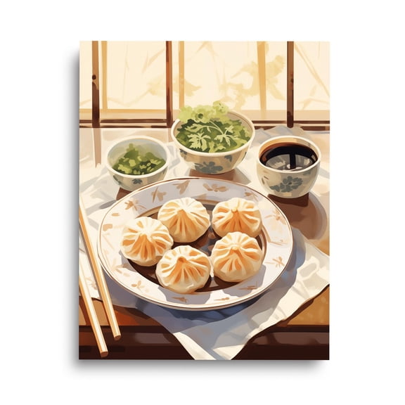Dim Sum Print, Chinese Dumpling Kitchen Art, Asian Food Wall Decor, Guangdong Culinary Poster, Chopsticks Food , Dumpling Art Home Decor #4169, Unframed Poster Size 8x12