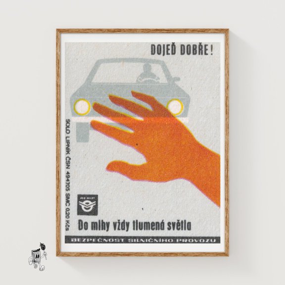Dim Your Lights Czech Matchbox Wall Art Decor Unframed Paper Print
