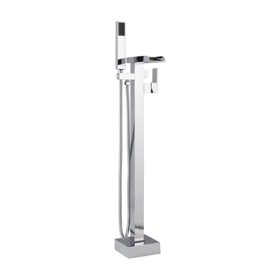 Dima 1-Handle Freestanding Waterfall Tub Faucet with Handshower in Chrome