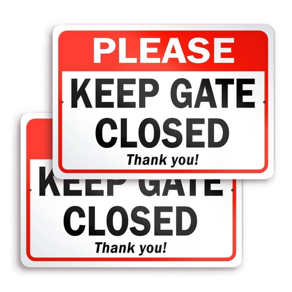 Dimarongton 2 PC Please Keep Gate Closed Sign, 7x10 Aluminum