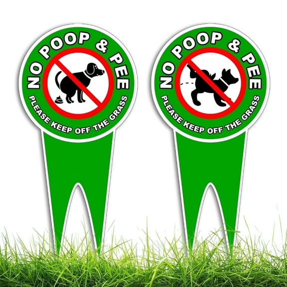 Dimarongton 2 PC No Poop and Pee Signs for Yard Double Sided, Dog, Green
