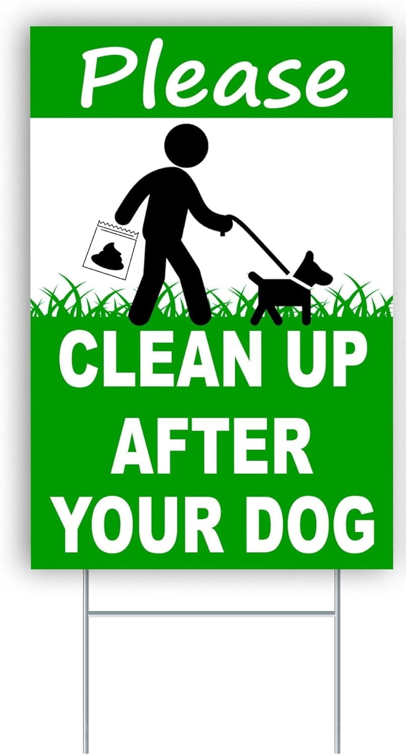 2 Schilder 'Be A Good Neighbor – Clean Up After Your Dog' – Doppelseitig, 20,3x30,5 Cm, Coroplast, Mit Heringen