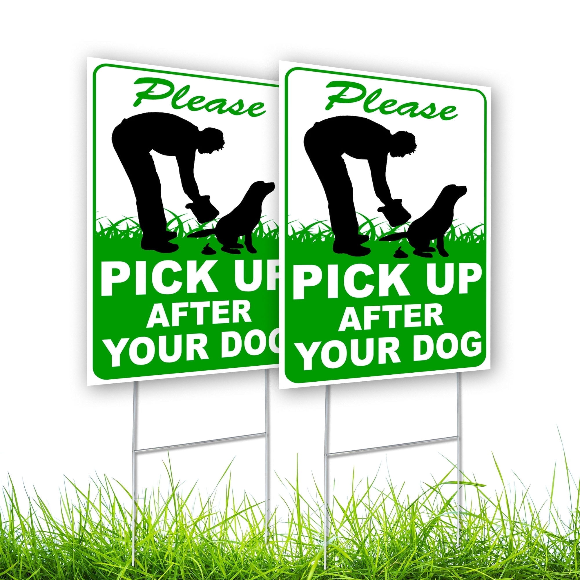 Dimarongton 2 PC Pick up after Your Dog DS Coroplast Signs,  8 x 12, Green