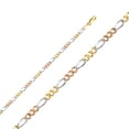 thumbnail image 1 of Dimaya Fine Jewelry 14K Tri-Tone Gold 3.7-mm Regular Concave 3+1 Figaro Chain Bracelet, 1 of 3