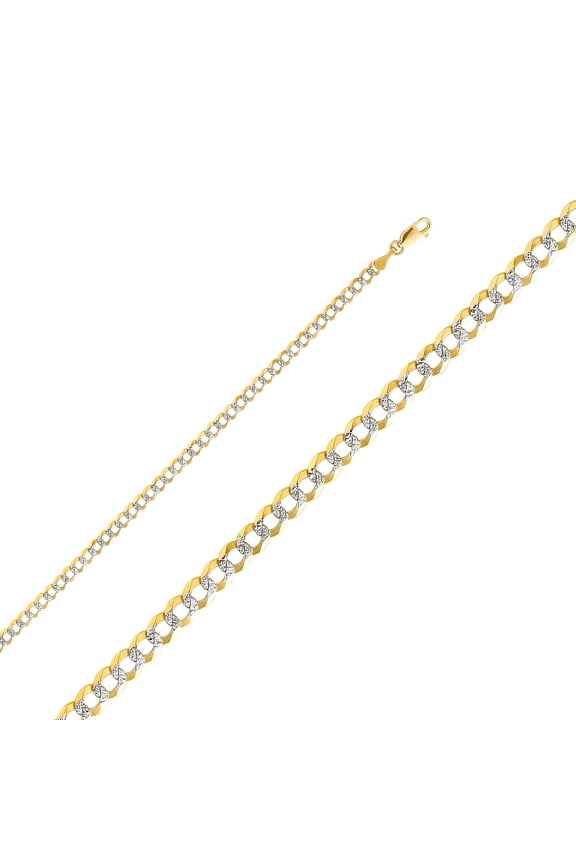 14K Two-Tone Gold 3.6-mm White Pave Light Cuban Chain Necklace (22 inch)