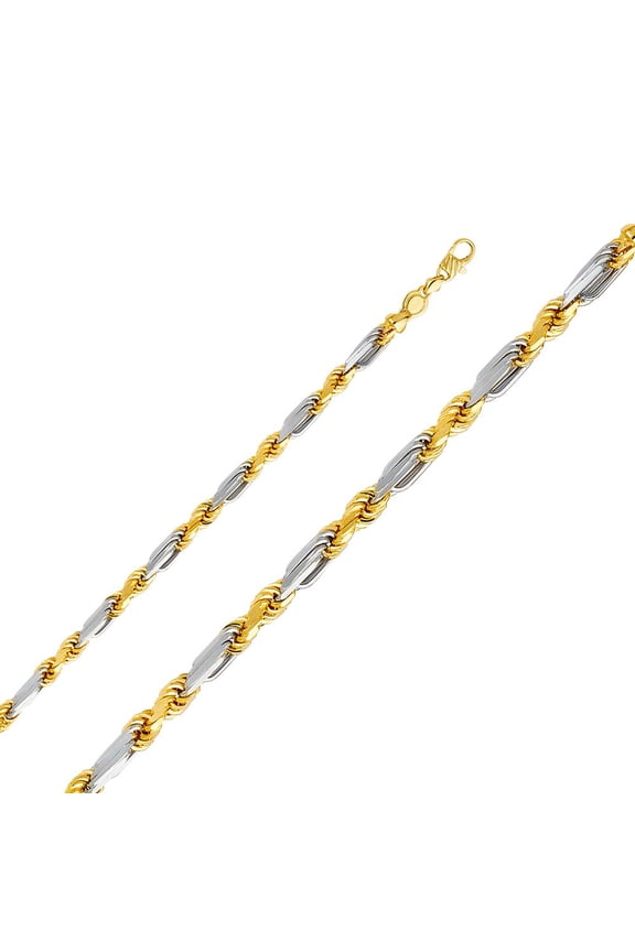 14K Two-Tone Gold 6.5mm Wide Figarope Chain Necklace
