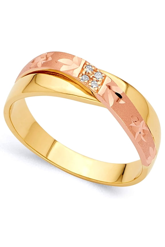 14K Two-Tone Gold Cubic Zirconia 5-mm Men's Wedding Band
