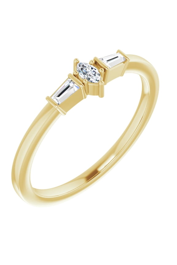 14K Yellow Gold 1/6 CTW Natural Diamond Semi-Set Stackable Ring