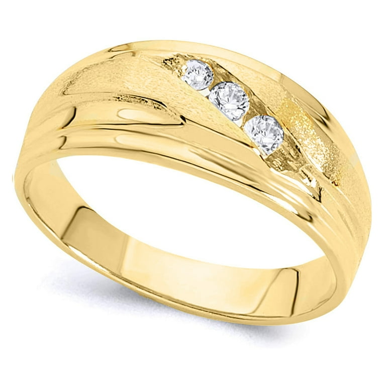 Dimaya Fine Jewelry 14K Yellow Gold Cubic Zirconia 8-mm Men's