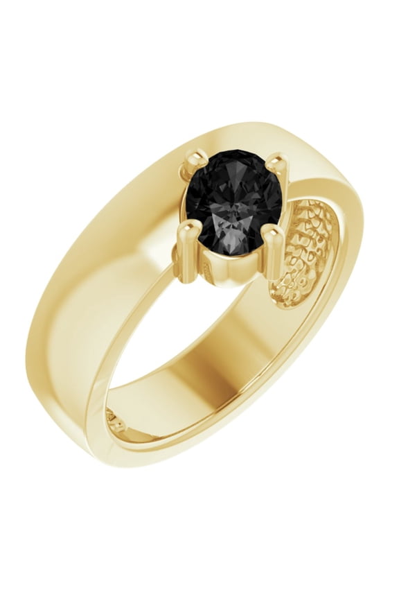 14K Yellow Gold Natural Gray Spinel Asymmetric Solitaire Ring