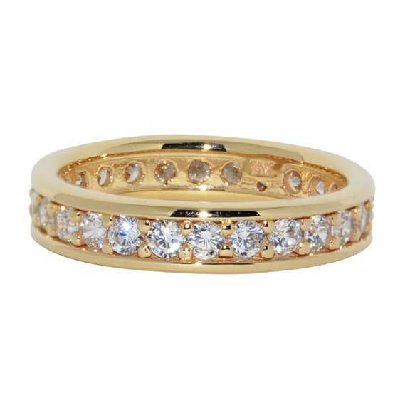 Dimaya Fine Jewelry 14K Yellow Gold Pave and Channel Set Cubic Zirconia Eternity Band