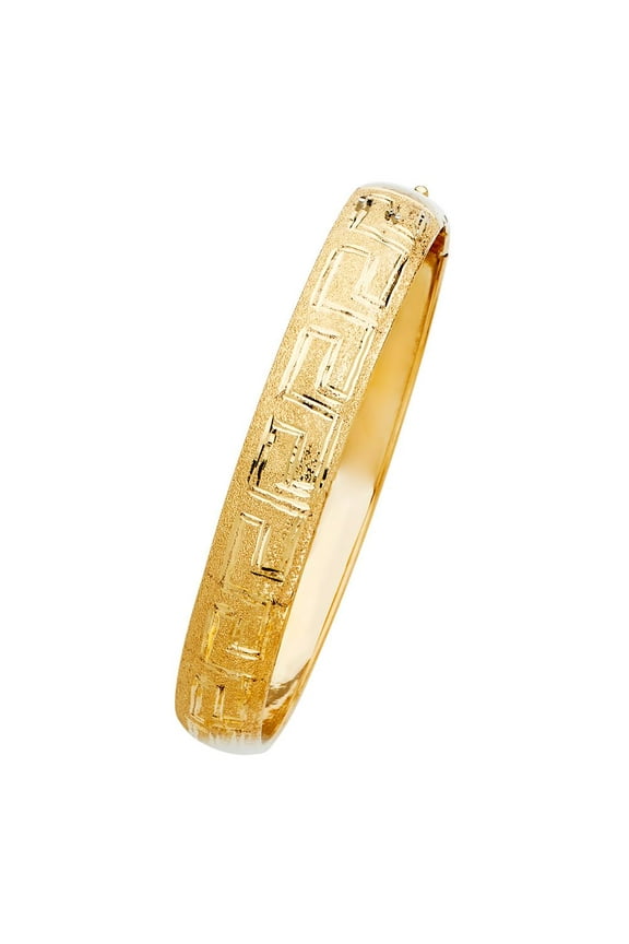 Dimaya Fine Jewelry 14k Yellow Gold Ladies 12mm Greek-Key Flexible Bangle Bracelet -8"