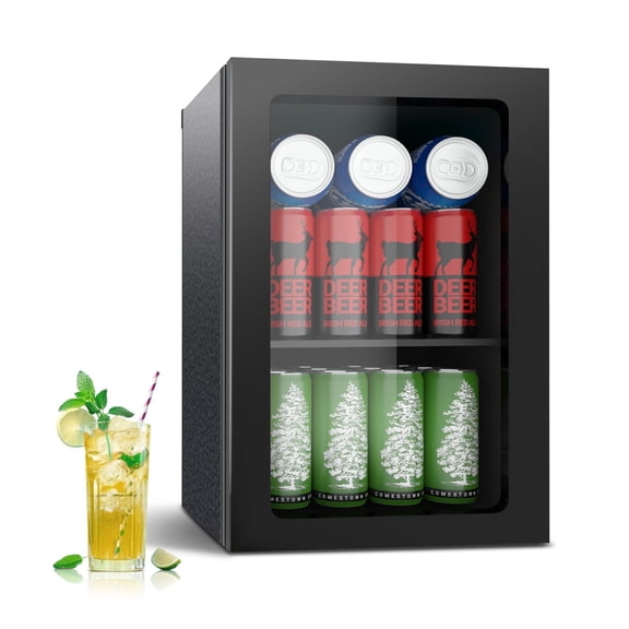 Dimedeal 0.9 Cu.Ft Beverage Refrigerator, 24 Cans Mini Fridge, Compact Drink Cooler for Office, Dorm, Bar