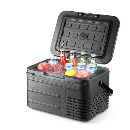 Dimedeal 12 V Car Refrigerator, 11QT Portable Electric Cooler, Compressor Fridge with Handle, -4℉-68℉, 12V/24V DC & 110-240V AC, Small Cooler for Truck, RV, Travel, Camping