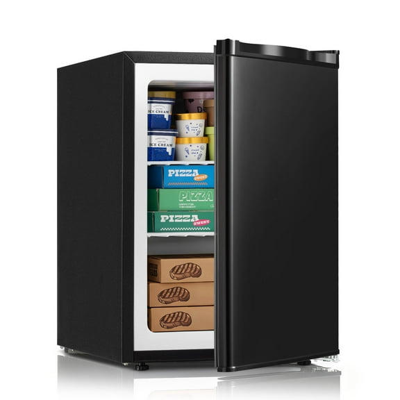 Dimedeal 2.1 Cu.Ft Upright Freezer with Removable Shelf, 7 Adjustable Thermostat, Stand-up Single Door Compact Freezer with Rapid Cooling Technology for Home, Kitchen, Dorm, Black