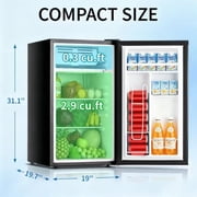 Dimedeal 3.2 Cu.Ft Mini Fridge for Bedroom, Small Refrigerator with Freezer for Dorm Office, Compact Single Door Adjustable Thermostat Low Noise,Black