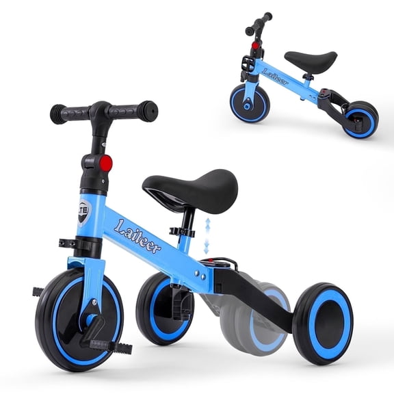 Dimedeal 3-in-1 Convertible Trike for Toddlers 2-5 Years, Ride On Tricycle with Adjustable Learning Bike with Foldable Wheels & Removable Pedals