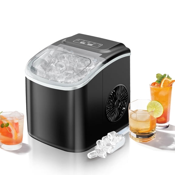 Dimedeal 26 lbs/24H Ice Maker, 9 Bullet Ice in 6 Min, Auto-Cleaning, Countertop Ice Machine